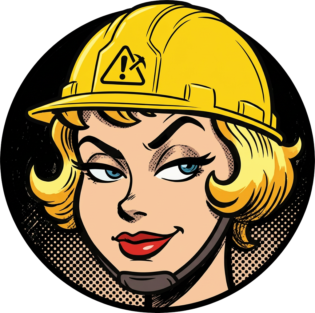 Martha Hurry, in a hard hat